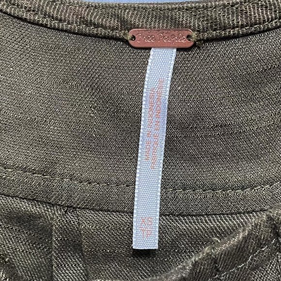 Free People Olive Army Green Linen Blend Moonshine Mini Dress - Picture 4 of 4